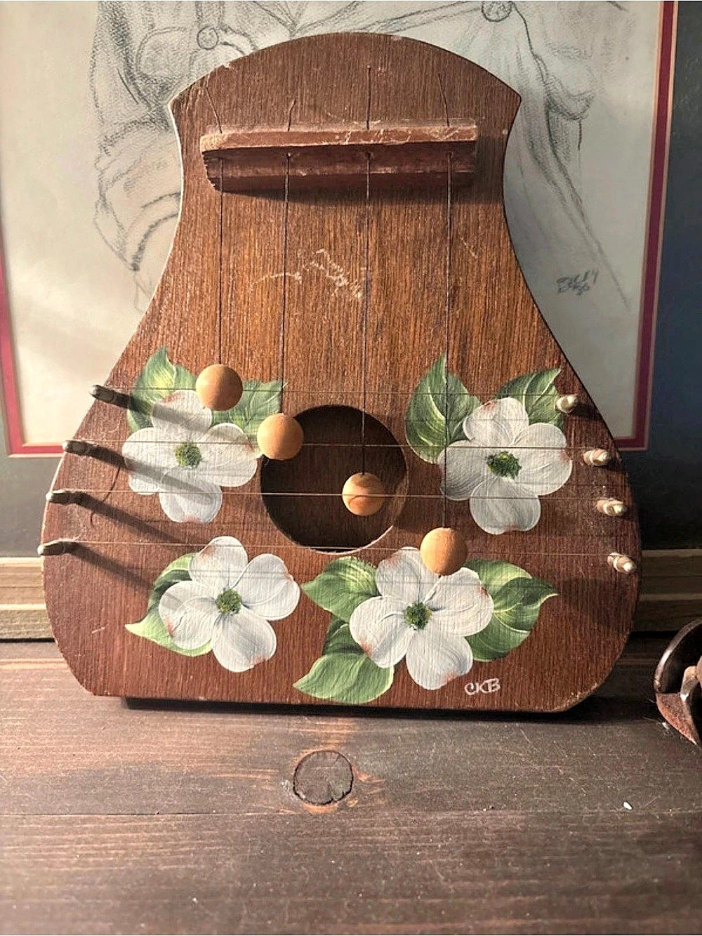 Vintage wooden door harp